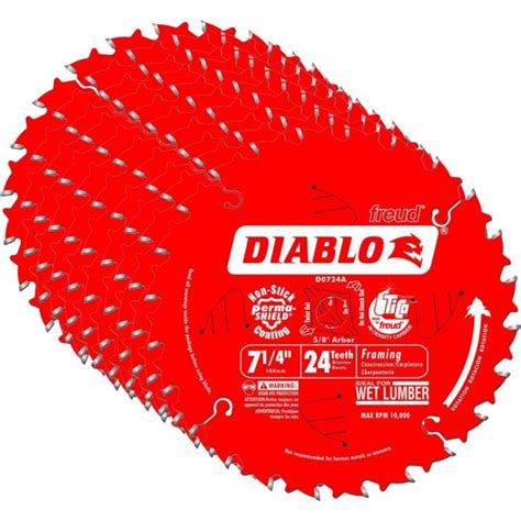 Wylaco Supply | Diablo 7-1/4-inch 24 Tooth Atb Framing Saw Blade With 5 ...