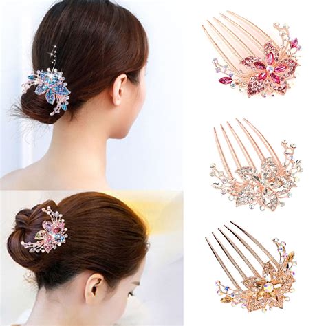 Jiaroswwei Rhinestone Hair Comb Anti Slip Elegant Hair Styling