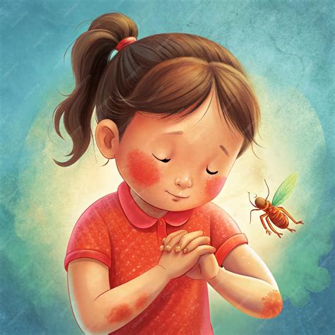 Premium Photo | Little girl scratching her hand that has skin rash and