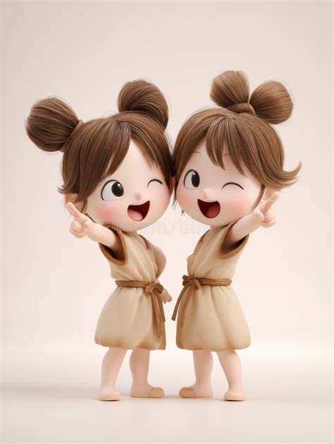 chibi characters laugh  pose   fun advertising scene