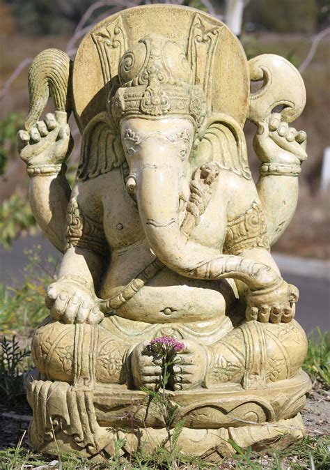 stone garden ganesha statue  ls lotus sculpture