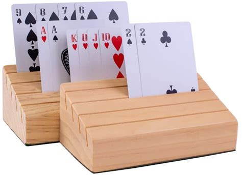 HTAIGUO Standard-Size Solid Oak Wooden Playing Card Holders Racks Hands ...