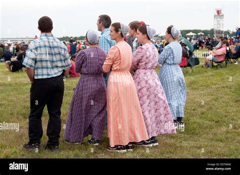 Amish teenagers at airshow Stock Photo - Alamy