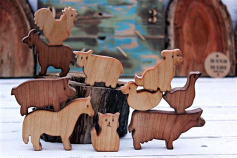 Wooden Farm Animals/ Farm Animals/ Farm Toys Set/ Wood - Etsy