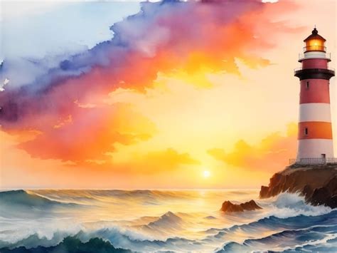 Premium AI Image | Watercolor painting of a lighthouse