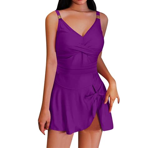 WENWU Womens Swimsuit Bathing Suit Gold Metal Tie Knot 2025 Swim Dress