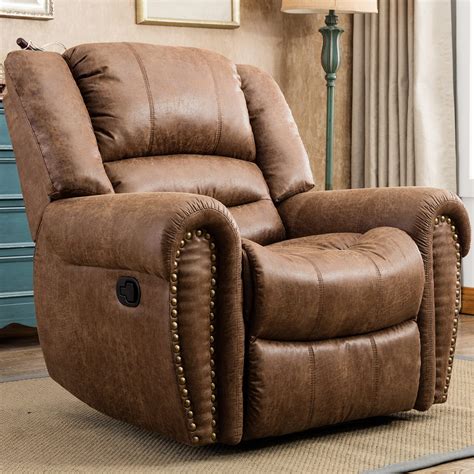 CANMOV Leather Recliner Chair, Classic and Traditional Manual Recliner ...