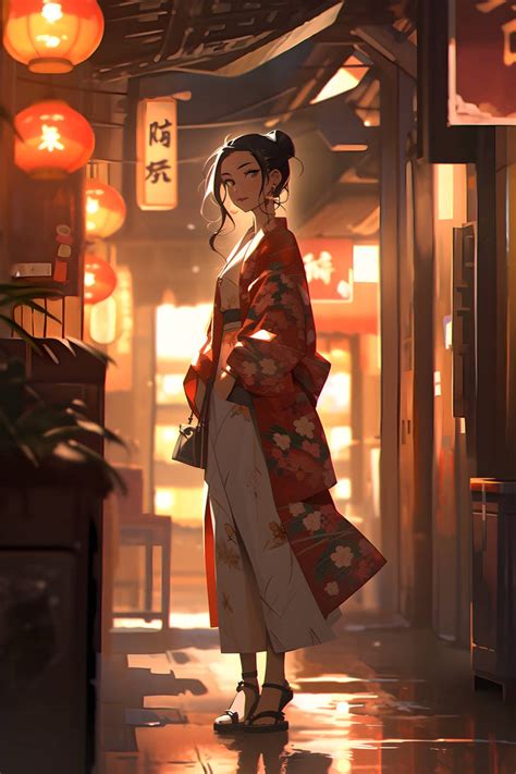 Anime girl wearing a kimono by MaoneDesigns on DeviantArt