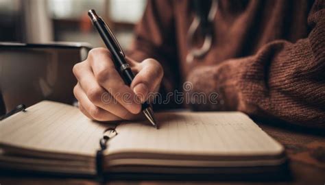 Handwriting Notes in a Book in Library Generated by AI Stock Illustration - Illustration of book ...