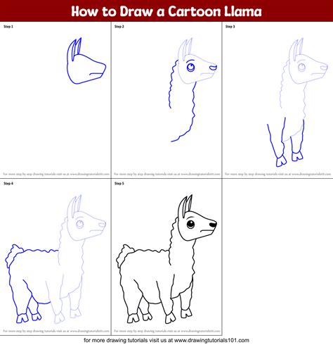 How to Draw a Cartoon Llama printable step by step drawing sheet : DrawingTutorials101.com