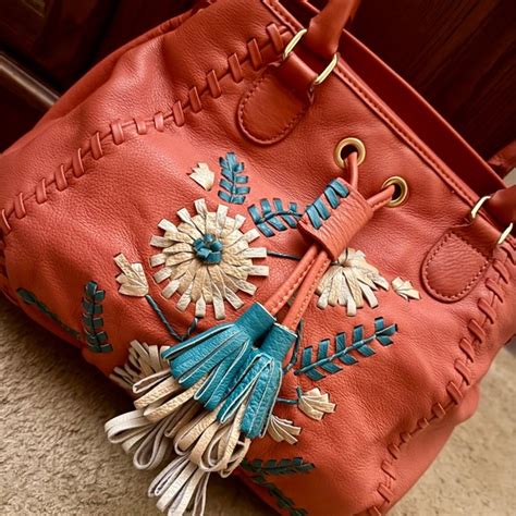 isabella fiore bags isabella fiore coral  teal embroidered