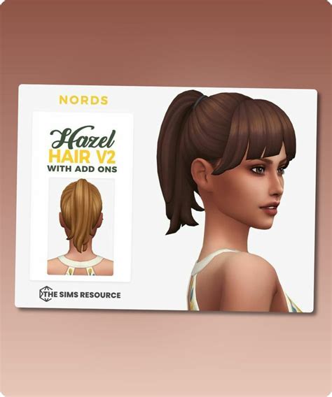 Hazel Ponytail Hairstyle V2 By Nords - Sims 4 CC | Ponytail hairstyles ...