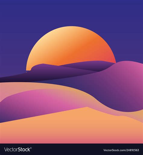 Sunset deset landscape gradient background Vector Image