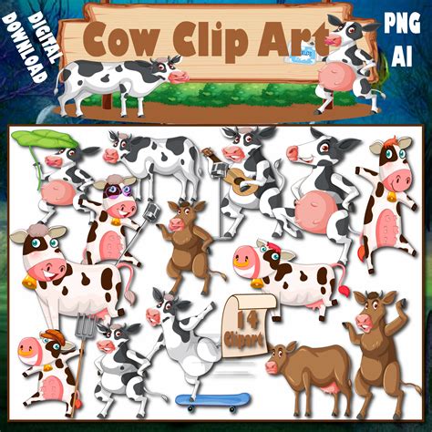 Cow clipart, Cute Cow Clipart, Animal clipart, Baby Cow, Moo Clipart | Made By Teachers