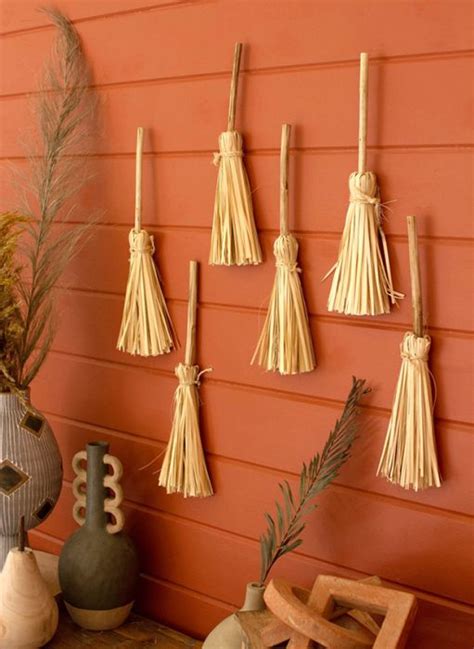 Decorative Palm Broom Set of 6 | Antique Farmhouse