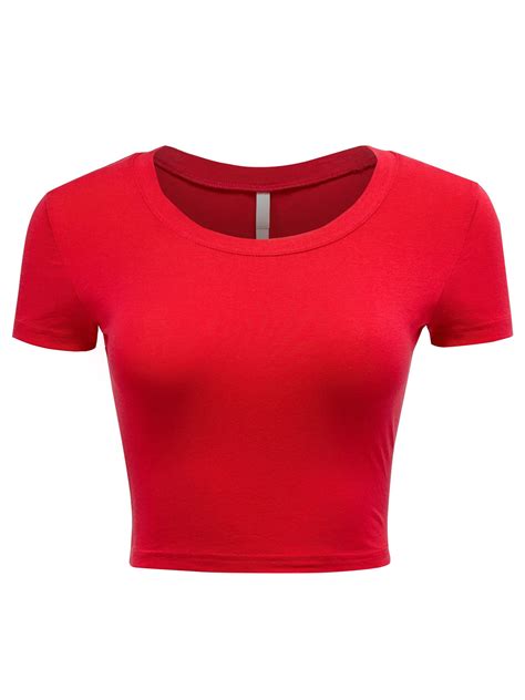 Women's Casual Slim Fit Short Sleeve Crew Neck Basic Crop Top T Shirts ...