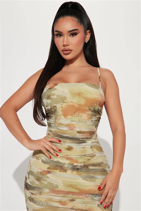 Julietta Mesh Midi Dress - Green/combo | Fashion Nova