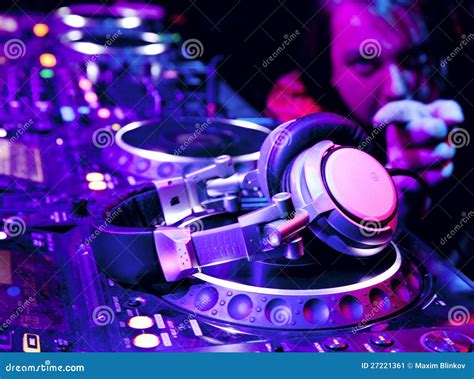 dj mixes  track stock image image  mixing electronics