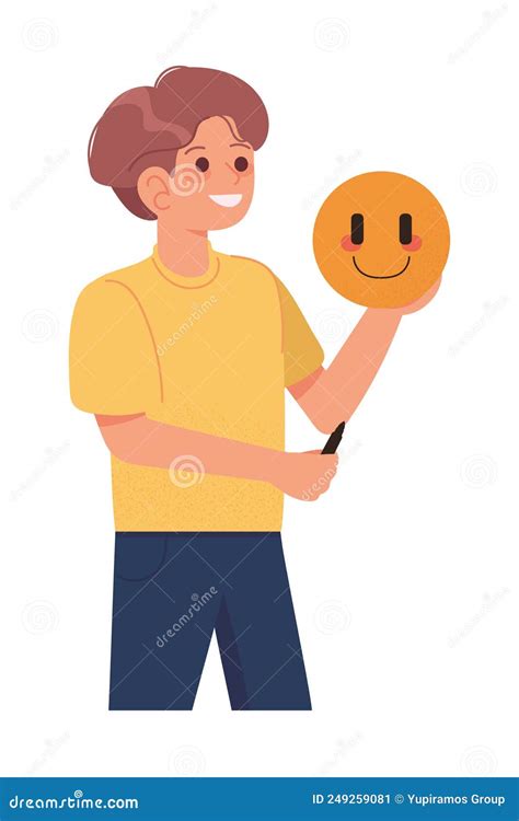 Male with smiley emoji stock vector. Illustration of expression - 249259081