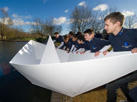 The Big Bang Fair: Students unveil a giant origami paper boat in London