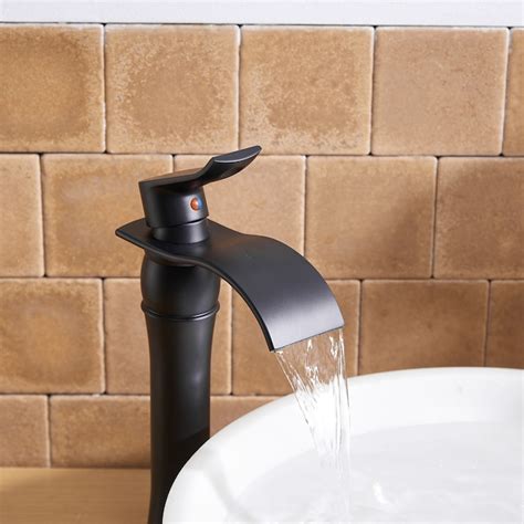 BWE Matte Black Vessel 1-Handle WaterSense Waterfall Bathroom Sink ...