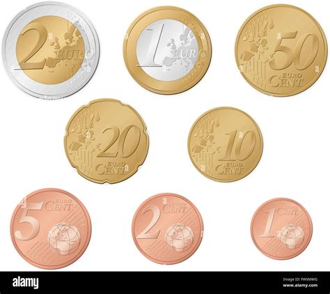 Euro coins set isolated on a white background. Vector illustration ...