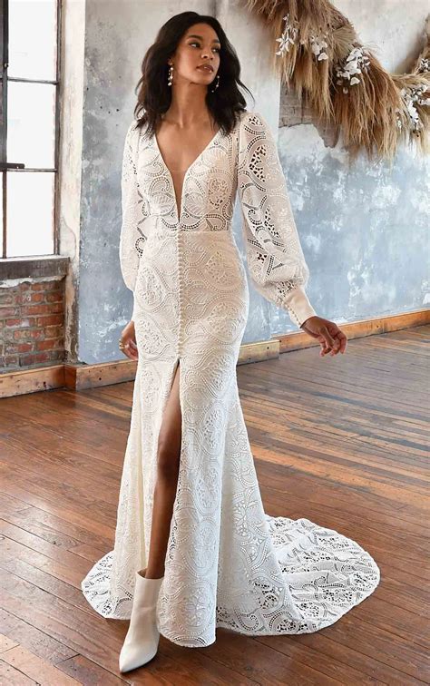 Unique Bohemian Wedding Dresses with V-Neckline | True Society Bridal