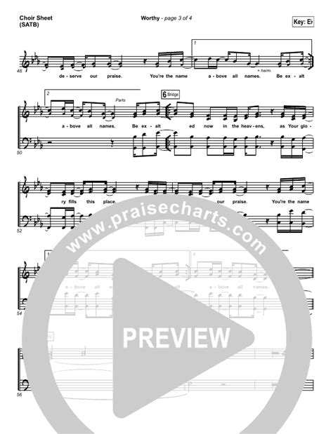 worthy sheet  elevation worship praisecharts