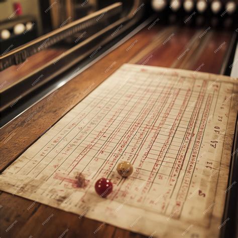 A detailed view of a traditional bowling score sheet with handwritten
