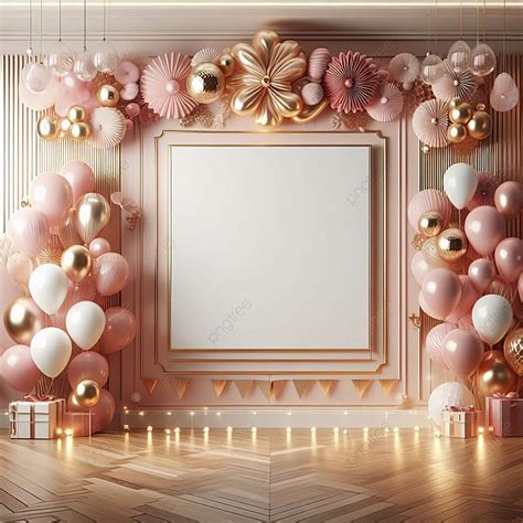Elegant Square Shape Birthday Template Background, Balloon Decoration ...
