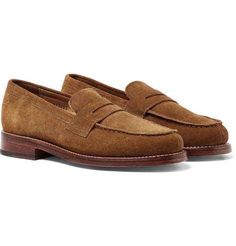 Grenson - Peter Brushed-Suede Penny Loafers - Brown Grenson