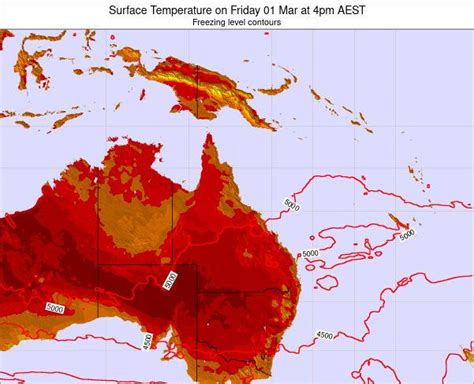 Queensland Surface Temperature on Saturday 10 Feb at 4pm AEST