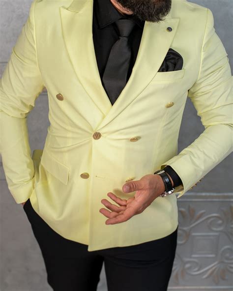 sacou slim galben pai butoni aurii fav costume pantofi
