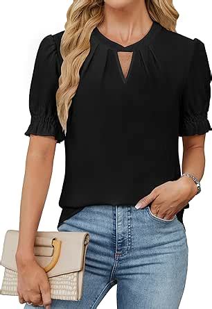bmjl womens dressy casual blouse keyhole business work tops pleated