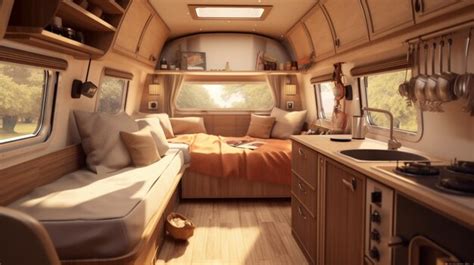 Premium AI Image | Camping trailer car interior Rv motor home room ...