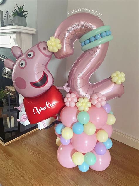 Peppa pig balloon stack | Cumpleaños, Emma