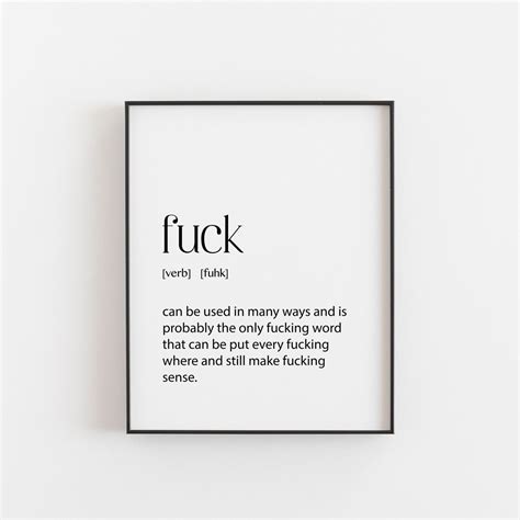 fuck definition print poster quote fuck printable  etsy uk