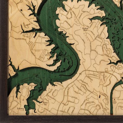 Lake Travis TX Wooden Map Art | Topographic 3D Chart