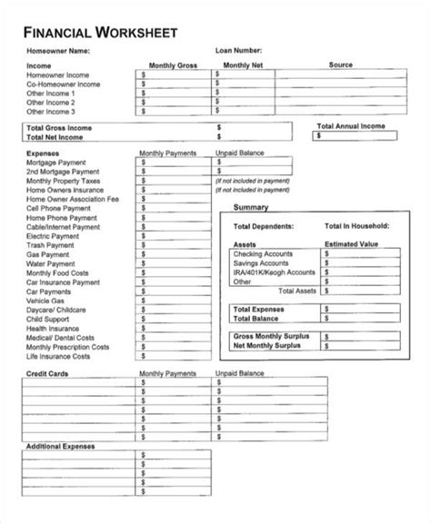 worksheet templates  sample  format