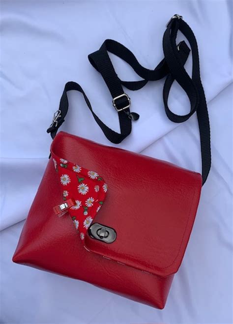 faux leather cross body bag red  folksy