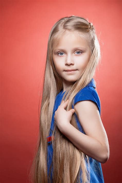 Beautiful Blonde Little Girl with Long Hairs Stock Photo - Image of ...