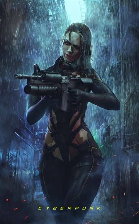 Cyberpunk Girl with gun (by Soufiane Idrassi - concept artist ) : r/Cyberpunk