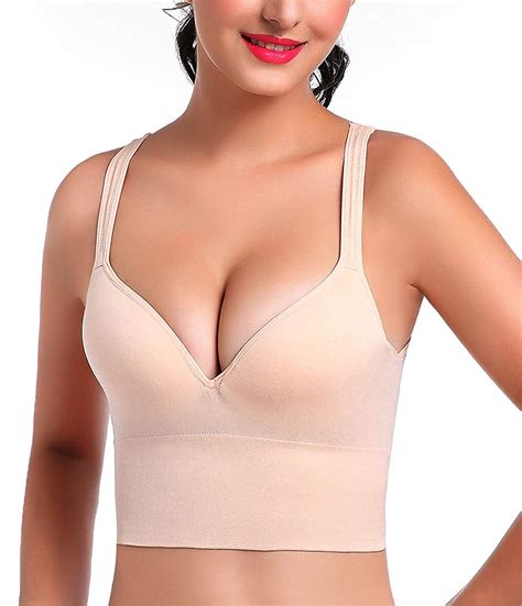 Womens Seamless Wirefree Push up Padded Fitness Sports Bra for A-C Cup