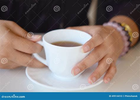 hand hold tea cup stock photo image  fresh woman