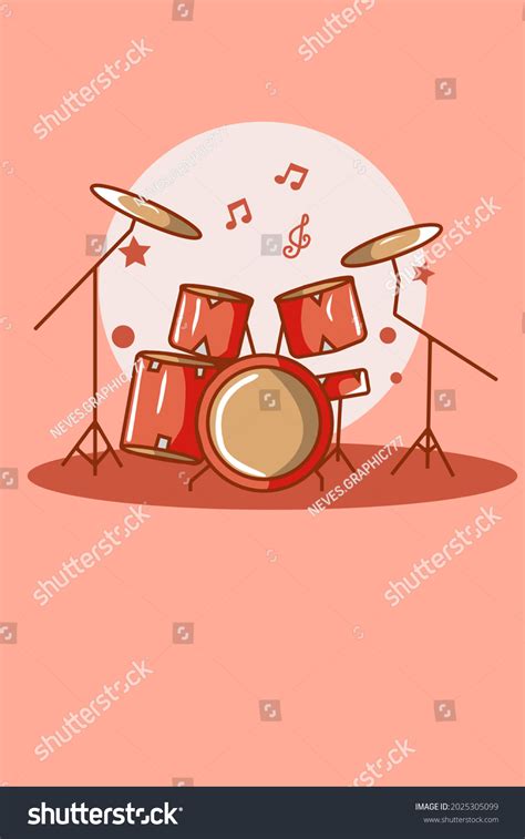 Drum Set Cartoon Illustration Hand Drawing Stock Vector (Royalty Free ...