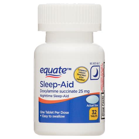 Equate Nighttime Sleep-Aid Doxylamine Succinate 25mg Tablets, 32 Count