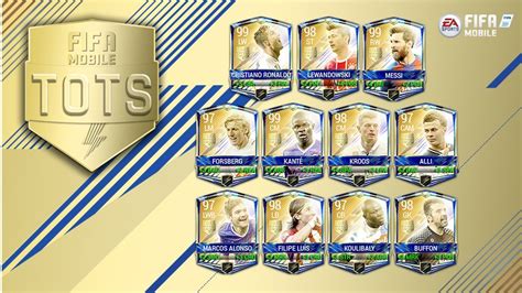 FIFA Mobile Ultimate Team of the Season, w/ 99 Messi, Ronaldo and Kanté - Futhead News