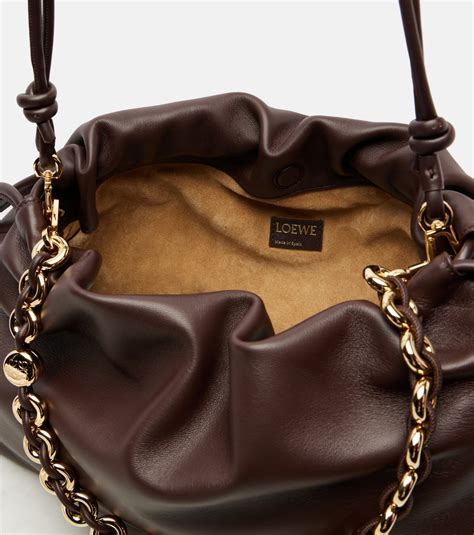 flamenco large leather shoulder bag  brown loewe mytheresa