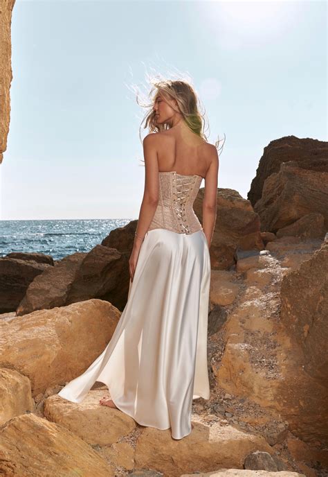 Two Piece Wedding Corset Dress Gold Sequin Corset and Maxi Skirt With