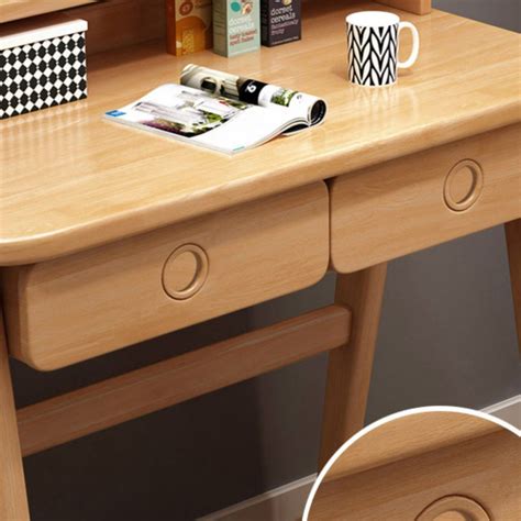 Solid Wood Student Desk Home Writing Desk with Storage Shelves Kids Desks